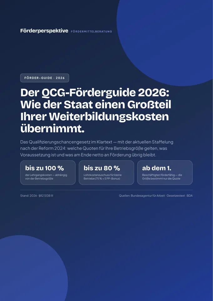 Titelseite: Der QCG-Förderguide 2026: Wie der Staat einen Großteil Ihrer Weiterbildungskosten übernimmt