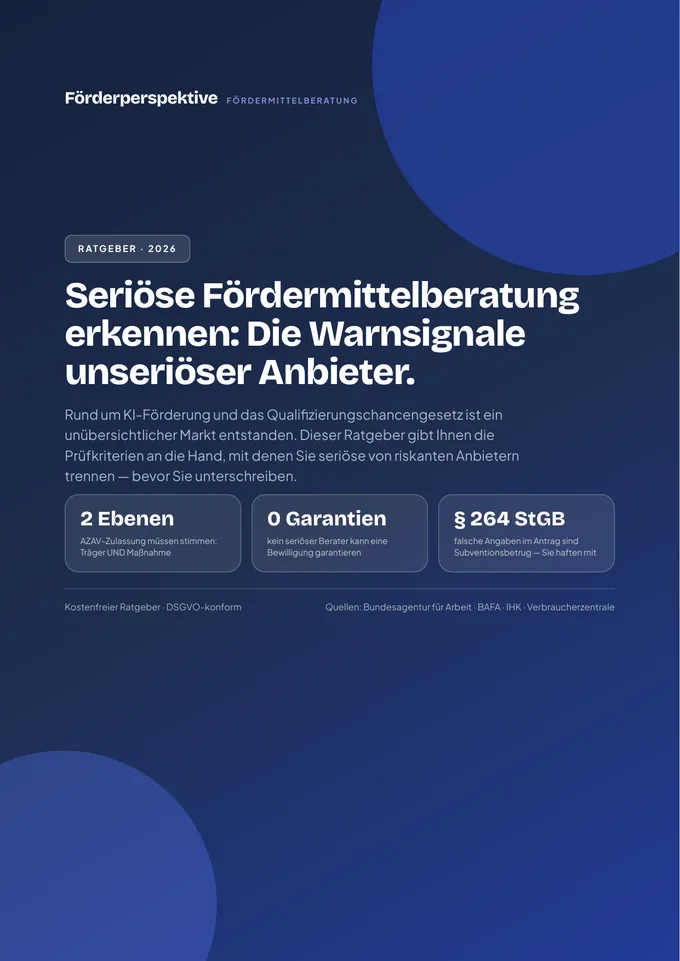 Titelseite: Seriöse Fördermittelberatung erkennen: Die Warnsignale unseriöser Anbieter